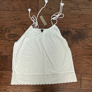 J. Crew White Camisole with Lace Trim